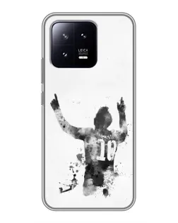 Чохол для Xiaomi 13 з картинкою «Чорно-білий силует Мессі»