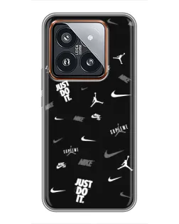 Чехол для Xiaomi 14 Pro с картинкой «Nike Black Pattern» Чехол для Xiaomi 14 Pro с картинкой «Nike Black Pattern»