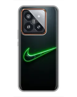 Чехол для Xiaomi 14 Pro с картинкой «Неоновый контур Nike»