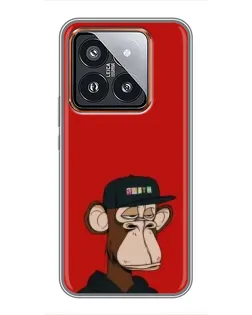 Чохол для Xiaomi 14 Pro з картинкою «Bored Ape — червоний фон»