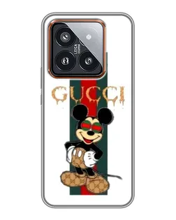 Чохол для Xiaomi 14 Pro з картинкою «Міккі Маус Gucci — смуги»
