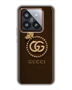 Чохол для Xiaomi 14 Pro з картинкою «Gucci — золотий метелик»
