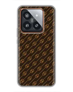 Чохол для Xiaomi 14 Pro з картинкою «Gucci — золоті діагоналі»