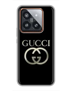Чохол для Xiaomi 14 Pro з картинкою «Gucci — золото на чорному»