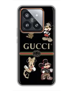 Чохол для Xiaomi 14 Pro з картинкою «Gucci — герої Disney та монограма»