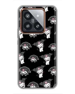 Чехол для Xiaomi 14 Pro с картинкой «Черный паттерн Kuromi» Чехол для Xiaomi 14 Pro с картинкой «Черный паттерн Kuromi»