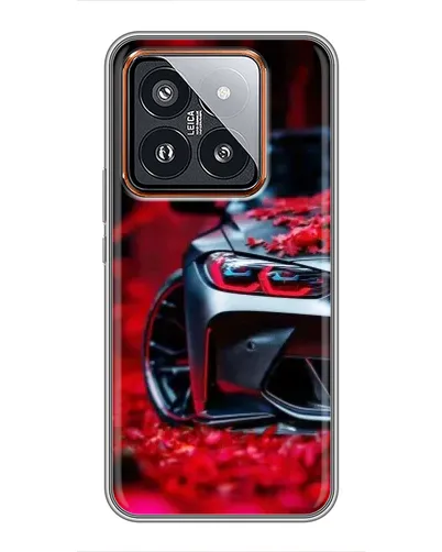 Чехол для Xiaomi 14 Pro с картинкой «Спортивная BMW и цветы» Чехол для Xiaomi 14 Pro с картинкой «Спортивная BMW и цветы»
