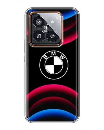 Чехол для Xiaomi 14 Pro с картинкой «Логотип BMW и неоновые дуги» Чехол для Xiaomi 14 Pro с картинкой «Логотип BMW и неоновые дуги»
