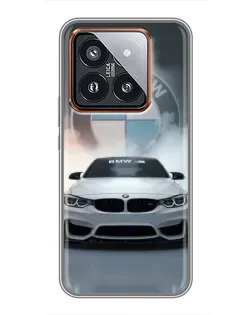 Чехол для Xiaomi 14 Pro с картинкой «BMW в белом дыму»