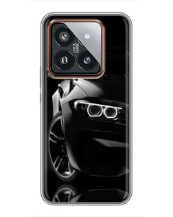 Чехол для Xiaomi 14 Pro с картинкой «Черная BMW — профиль»