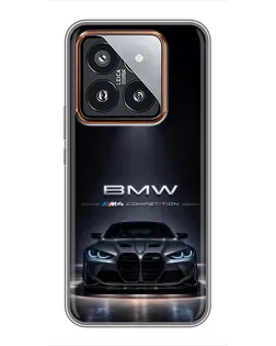 Чехол для Xiaomi 14 Pro с картинкой «BMW сквозь ночной город»