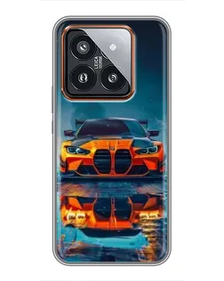 Чехол для Xiaomi 14 Pro с картинкой «BMW — золотая эмблема»