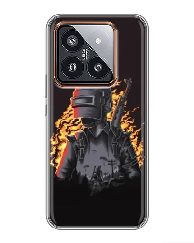 Чехол для Xiaomi 14 Pro с картинкой «PUBG — огненный силуэт» Чехол для Xiaomi 14 Pro с картинкой «PUBG — огненный силуэт»
