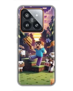 Чехол для Xiaomi 14 Pro с картинкой «Стив на ферме»