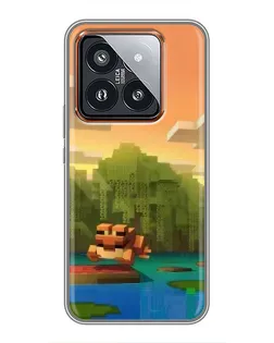 Чехол для Xiaomi 14 Pro с картинкой «Майнкрафт закат солнца» Чехол для Xiaomi 14 Pro с картинкой «Майнкрафт закат солнца»