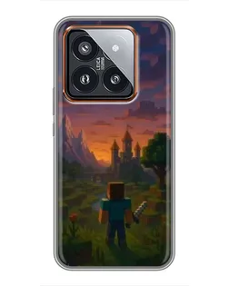 Чехол для Xiaomi 14 Pro с картинкой «Стив у башни» Чехол для Xiaomi 14 Pro с картинкой «Стив у башни»