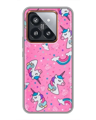 Чехол для Xiaomi 14 Pro с картинкой «Unicorn паттерн розовый»