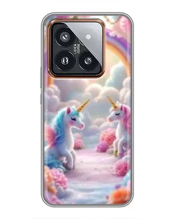 Чехол для Xiaomi 14 Pro с картинкой «Радуга и единороги» Чехол для Xiaomi 14 Pro с картинкой «Радуга и единороги»