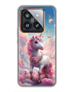 Чехол для Xiaomi 14 Pro с картинкой «Единорог среди облаков»