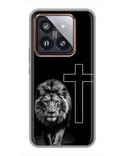 Чехол для Xiaomi 14 Pro с картинкой «Лев и Крест»