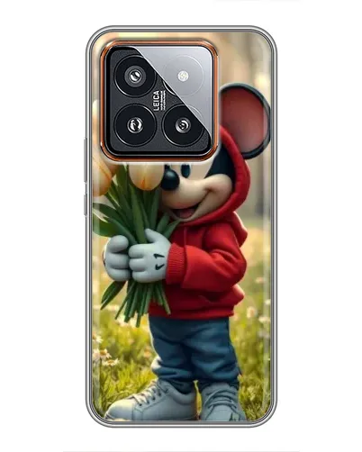 Чехол для Xiaomi 14 Pro с картинкой «Микки с тюльпанами»