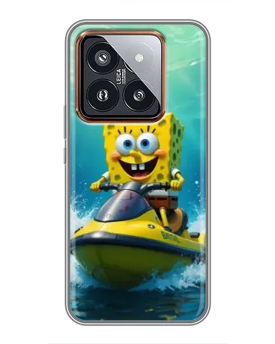 Чехол для Xiaomi 14 Pro с картинкой «Спанч Боб на гидроцикле»