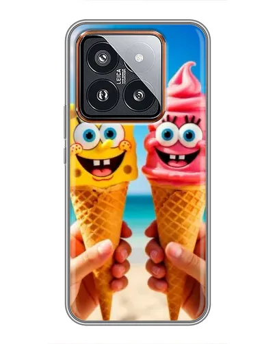 Чехол для Xiaomi 14 Pro с картинкой «Спанч Боб мороженое»