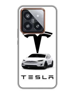 Чехол для Xiaomi 14 Pro с картинкой «Tesla White Style»