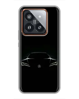 Чехол для Xiaomi 14 Pro с картинкой «Mercedes — силуэт авто» Чехол для Xiaomi 14 Pro с картинкой «Mercedes — силуэт авто»