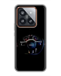 Чехол для Xiaomi 14 Pro с картинкой «Салон Audi — руль»