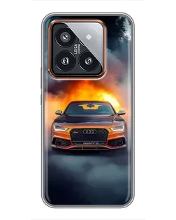 Чехол для Xiaomi 14 Pro с картинкой «Audi в огненном дыму» Чехол для Xiaomi 14 Pro с картинкой «Audi в огненном дыму»