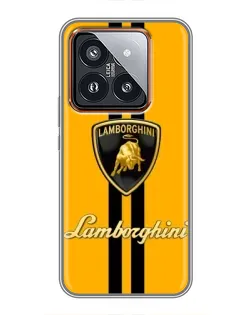 Чехол для Xiaomi 14 Pro с картинкой «Lamborghini Stripe желтый»