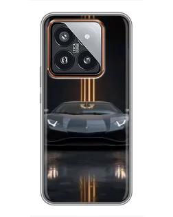 Чехол для Xiaomi 14 Pro с картинкой «Lamborghini золотые линии»
