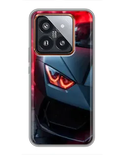 Чехол для Xiaomi 14 Pro с картинкой «Lamborghini красное сияние»