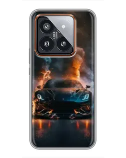 Чехол для Xiaomi 14 Pro с картинкой «Lamborghini дымная эстетика»