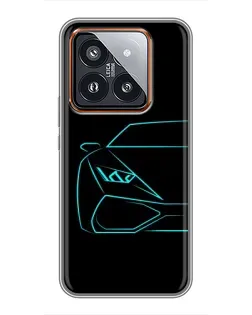 Чехол для Xiaomi 14 Pro с картинкой «Голубой силуэт Lamborghini»