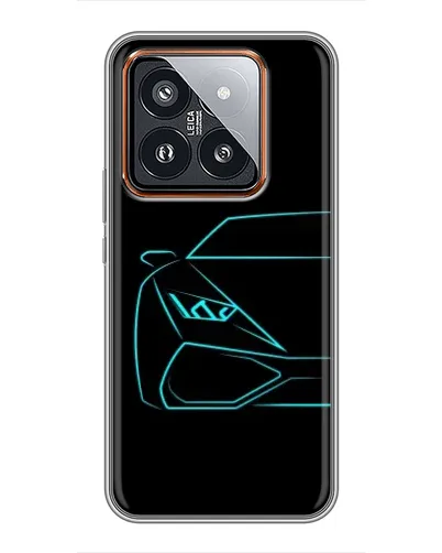 Чехол для Xiaomi 14 Pro с картинкой «Голубой силуэт Lamborghini»