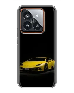 Чехол для Xiaomi 14 Pro с картинкой «Lamborghini желтый акцент»
