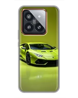 Чехол для Xiaomi 14 Pro с картинкой «Салатовый Lamborghini Huracan»
