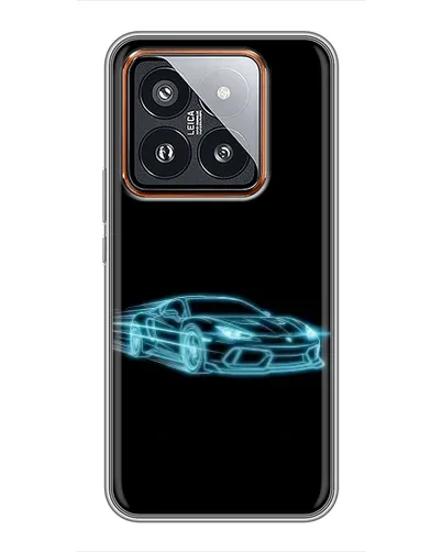 Чехол для Xiaomi 14 Pro с картинкой «Неоновый контур Lamborghini»