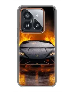 Чехол для Xiaomi 14 Pro с картинкой «Lamborghini в огне»