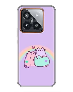 Чехол для Xiaomi 14 Pro с картинкой «Радужные Пушины»