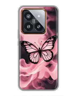 Чехол для Xiaomi 14 Pro с картинкой «Бабочка в дыму»