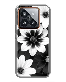 Чехол для Xiaomi 14 Pro с картинкой «Монохромные астры»