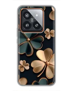 Чехол для Xiaomi 14 Pro с картинкой «Клевер в золоте»