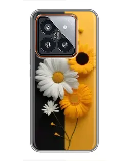 Чехол для Xiaomi 14 Pro с картинкой «Подсолнух и ромашка»