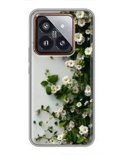 Чехол для Xiaomi 14 Pro с картинкой «Ветка мелких белых цветов»