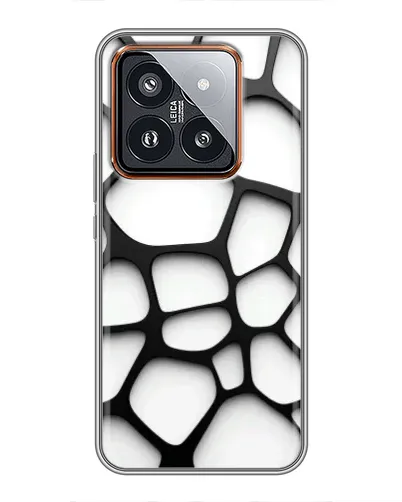 Чехол для Xiaomi 14 Pro с картинкой «Белая объемная сетка»