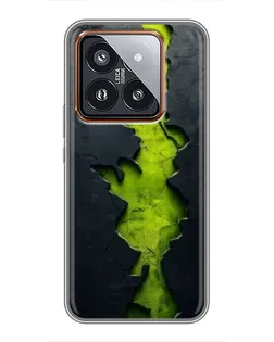 Чехол для Xiaomi 14 Pro с картинкой «Салатовый разлом скалы» Чехол для Xiaomi 14 Pro с картинкой «Салатовый разлом скалы»