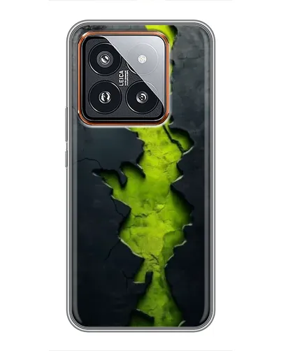 Чехол для Xiaomi 14 Pro с картинкой «Салатовый разлом скалы»
